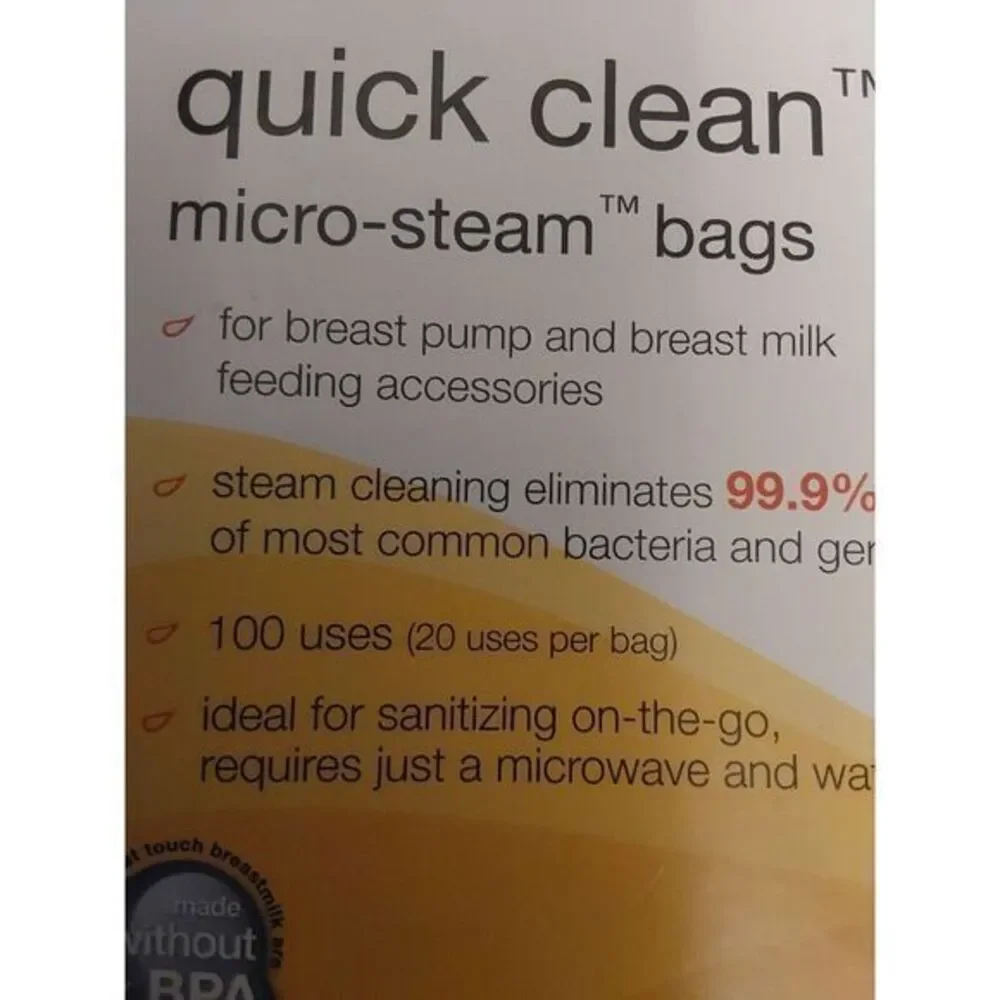 Medela Quick Clean Micro Steam Bags 6 Count,‎ Breast Milk Storage Bags 100 Count